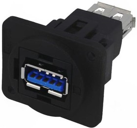 Фото 1/2 CP30205NX, Соединитель, гнездо USB A, с обеих сторон, FT, USB 3.0, пластик