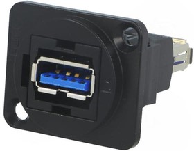Фото 1/2 CP30205NMB, Соединитель, гнездо USB A, с обеих сторон, FT, USB 3.0, металл