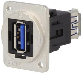 Фото 1/2 CP30205NM3, Соединитель, гнездо USB A, с обеих сторон, FT, USB 3.0, металл