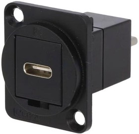 Фото 1/2 CP30211MB, Адаптер USB, металл черного цвета, конусное отверстие, Гнездо USB Типа C, Штекер USB Типа C