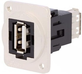 Фото 1/2 CP30208NM3, Соединитель, гнездо USB A, с обеих сторон, FT, USB 2.0, металл