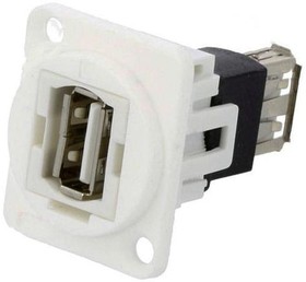 Фото 1/2 CP30208NW, Соединитель, гнездо USB A, с обеих сторон, FT, USB 2.0, пластик