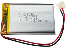 LP503759-PCM, Аккумулятор литий-полимерный (Li-Pol) 1200мАч 3.7В, с защитой, PoliCell