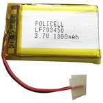 LP703450-PCM, Аккумулятор литий-полимерный (Li-Pol) 1300мАч 3.7В, с защитой, PoliCell