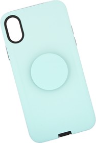 Фото 1/2 Защитная крышка "LP" для iPhone X "PopSocket Case" (бирюзовая/коробка)