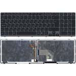 Клавиатура для ноутбука Sony Vaio SVE15 черная с серой рамкой и подсветкой