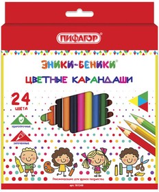 Фото 1/10 Карандаши цветные ЭНИКИ-БЕНИКИ , 24 цв., классические заточенные, 181348