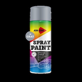 Фото 1/2 Краска серая аэрозоль 450мл акриловая Spray Paint Gray AIM-ONE