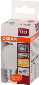 Фото 1/5 Лампа светодиодная Osram 5/6Вт Е27(Р, 2700 К, 470 Лм, 220 В, 4058075696235)
