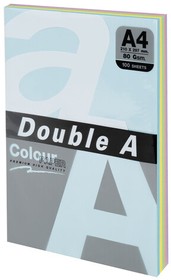 Фото 1/8 Бумага цветная DOUBLE A, А4, 80 г/м2, 100 л. (5 цветов x 20 листов), микс пастель