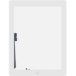 Тачскрин для Apple iPad 4/ iPad 3 с кнопкой Home, 1-я категория, класс AAA (белый)