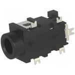 1503 03, Jack Connector 3.5 mm Surface Mount Stereo Socket, 3Pole 1A