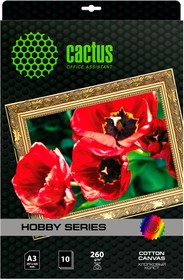 Фото 1/3 Холст Cactus CS-CA326010, A3, для струйной печати, 10л, 260г/м2, белый, фактура хлопок