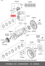 230604X900, Вкладыши двигателя KIA: CARNIVAL 2.9D [J3T]99- STD R.NOM:57.1.SZER