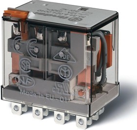 Фото 1/7 Реле миниатюрное силовое электромеханич. монтаж в розетку или наконечники Faston (4.8х0.5мм) 4CO 12А AgNi 230В AC RTI опции: кнопка тест + м