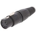 FC6166, XLR Connector, Female / Plug, Straight, Cable Mount, 5 Poles
