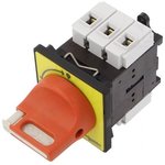 Emergency stop/main switch, Rotary actuator, 3 pole, 40 A, (W x H) 60 x 74 mm ...