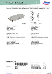 Econo Dual Module FF600R12ME4EB11BOSA1 Common Emitter IGBT Module, 600 A 1200 V, 13-Pin ...