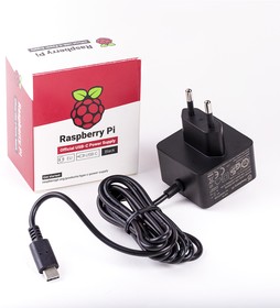 Фото 1/2 RPI4 PSU EU BLACK BULK, Raspberry Pi - Charger, 5V, 3A, USB Type-C, EU Plug, Black