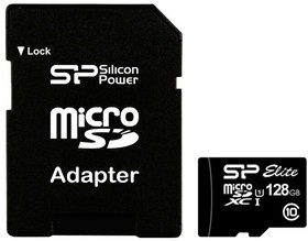 Фото 1/3 Карта памяти microSDXC UHS-I Silicon Power 128 ГБ, 75 МБ/с, Class 10, SP128GBSTXBU1V10SP, 1 шт., переходник SD