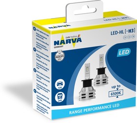 18058, Лампа автомобильная H3 LED (PK22s) Range Performance LED (упаковка 2 шт.) (Narva)