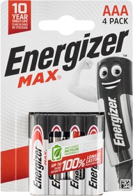 Фото 1/10 Батарейка Energizer MAX AAA 1.5V 4шт/бл (7638900438147)