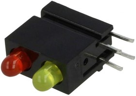 Фото 1/2 LED signal light, yellow/red, 20 mcd, pitch 2.54 mm, LED number: 2