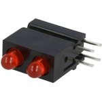 1801.2231, LED; in housing; red; 3mm; No.of diodes: 2; 20mA; Lens: red,diffused