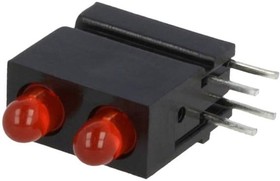 Фото 1/2 LED signal light, red, 30 mcd, pitch 2.54 mm, LED number: 2