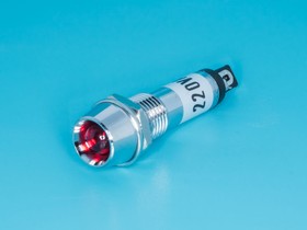 Фото 1/3 NI-1, Лампа неоновая с резистором 220В в корпусе, красный