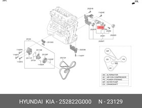 252822G000, Ролик приводного ремня Hyundai: iX35 10-