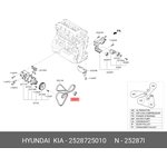 2528725010, Ролик приводного ремня Hyundai-Kia 2.4 16V G4KE