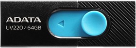 Фото 1/8 Флешка USB A-Data UV220 64ГБ, USB2.0, черный и синий [auv220-64g-rbkbl]