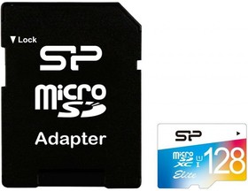 SP128GBSTXBU1V21SP, Флеш карта microSD 128GB Silicon Power Elite microSDHC Class 10 UHS-I (SD адаптер) Colorful