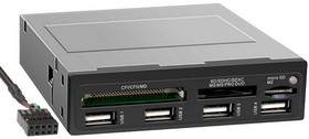 Фото 1/2 Картридер Speed Dragon «Устройство считывания USB 2.0 Card reader SDXC/SD/SDHC/ MMC/MS/microSD/M2 + 4х USB 2.0 HUB, 3.5» (черный) |GR-137U/B