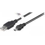 93902, Кабель USB 2.0 вилка USB A,вилка mini USB B 1,8м черный