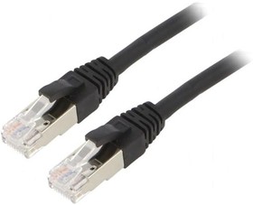 Patch cable, RJ45 plug, straight to RJ45 plug, straight, Cat 6A, S/FTP, LSZH, 7.5 m, black
