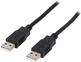 Фото 1/2 CAB-USB2AA/1.0-BK, Кабель, USB 2.0, вилка USB A, с обеих сторон, 1м, черный