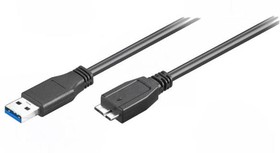 95734, Кабель USB 3.0 вилка USB A,вилка micro USB B 0,5м черный