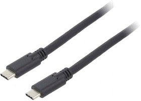 Фото 1/2 66507, Кабель; USB 3.2; с обеих сторон,вилка USB C; 1,5м; черный; 60Вт