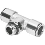 NPQM-T-G18-Q6-P10, Tee Threaded Adaptor, Push In 6 mm to Push In 6 mm ...