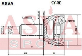 Фото 1/3 SY-RE, ШРУС наружный 28x60x24