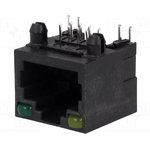 211B-11C0A-R, Гнездо, RJ45, PIN: 8, с LED, Конф: 8p8c, Фиксация: защелка внизу