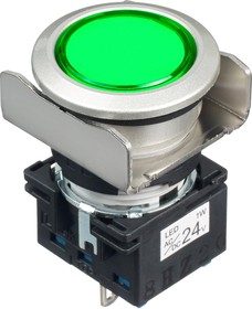 LB6MP-1T04G, Светодиодный индикатор в панель, Зеленый, 24 В, 18.2 мм, IP65