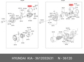 3612032631, Реле втягивающее Hyundai Accent II (+ТАГАЗ) 2000-2012,Hyundai Elantra 2000-2005,Hyundai Getz 2002-20