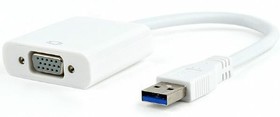 Фото 1/2 Переходник USB A (M) - VGA (F), 0.15м, Cablexpert AB-U3M-VGAF-01-W