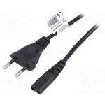 AK-RD-02A, Cable, plug CEE 7/16 (C), IEC C7 "mom", 3m, black, PVC, 2.5A