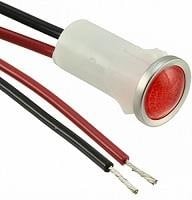 1092D1-12V, PMI RND .5" LED Red SemiDome 12V Wire