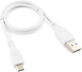 Фото 1/3 Кабель USB 2.0 Pro Cablexpert, AM/microBM, 5P, 0.5м, экран, пакет, белый CCP-mUSB2-AMBM-W-0.5M