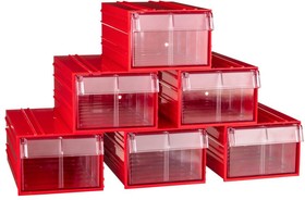 Фото 1/8 Пластиковый короб Стелла-техник C-2-К6-красный-прозрачный , 140х250х100мм, комплект 6 штук